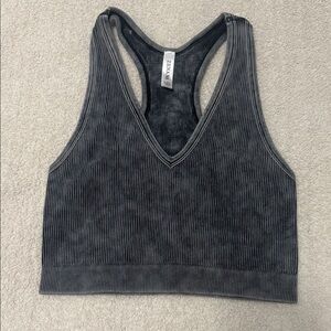 Zenana Outfitters Charcoal Ribbed Crop Top